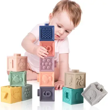 Žaislai 13 24 Mėnesių Minkštas Blokai 3D Paliesti Ranka, Minkšti Kamuoliukai, Masažas Gumos Teethers Išspausti Žaislas Vonios Žaislai Vaikams Dovanų