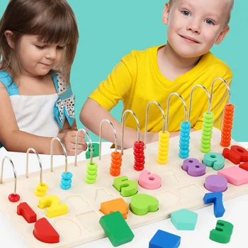 Žaislai Vaikams, Ikimokyklinio Mediniai Montessori Žaislai Skaičius Geometrinės Formos Pažinimo Rungtynės Kūdikių Ankstyvojo Ugdymo Mokymo Priemonių Matematika