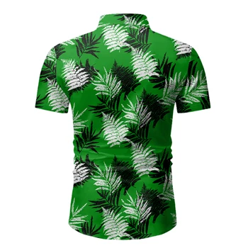 Žalia Havajų Paplūdimys Marškinėliai Vyrams 2020 Mados Lapų Spausdinimo Mens Atogrąžų 