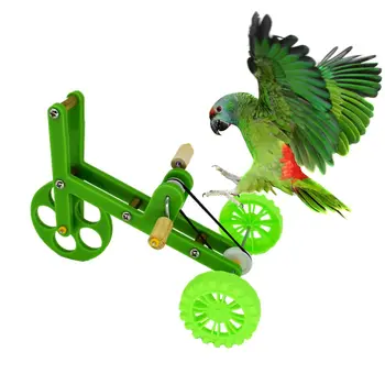 Žalia mokymo dviračių papūga mokymo žaislas, aksesuarų mini dviračių žaislas paukščiui mokymo reikmenys, tinka papūgos ir paukščiai