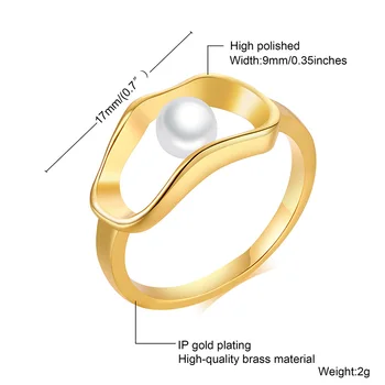 Žavesio Geometrinis Perlų Žiedas Tuščiaviduriai Žalvario, Aukso Užpildytas Piršto Žiedą, Moterims, Merginos Prašmatnus Dizainas Elegantiškas Šalis Papuošalai