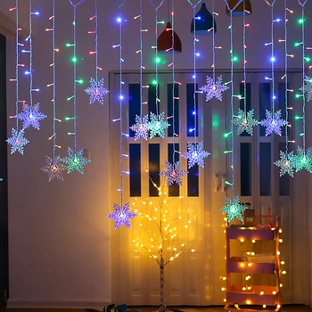 Žiburiai kalėdų Snaigės LED 3.2 M String Žibintai, Mirksintis Šviesos Užuolaidos, Šviesos, atsparus Vandeniui Atostogų Šalis, Patalpų Pasakų Šviesos