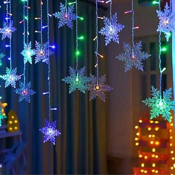Žiburiai kalėdų Snaigės LED 3.2 M String Žibintai, Mirksintis Šviesos Užuolaidos, Šviesos, atsparus Vandeniui Atostogų Šalis, Patalpų Pasakų Šviesos