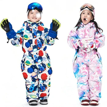 Žiemos Gilrs Slidinėjimas Jumpsuits Hoodie Vėjo Berniukai Sniego Kombinezonas Sporto Snieglenčių Vaikų Drabužių Šiltas Lauko Slidinėjimo Kostiumai Vaikams