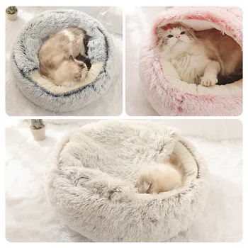 Žiemos Katė Lova Turas Pliušinis Šiltas, Minkštas Pet Lova Cat Soft 2-In-1 Kilimėlis Maži Šunys Mažylių miegmaišį Katės Guolį Naminių Reikmenys