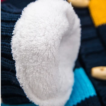 žiemos megztinis Linija Vaikų Medvilnės Kašmyro Gobtuvu Megztinis Kailis Ragų Mygtuką Aukštos kokybės Medienos