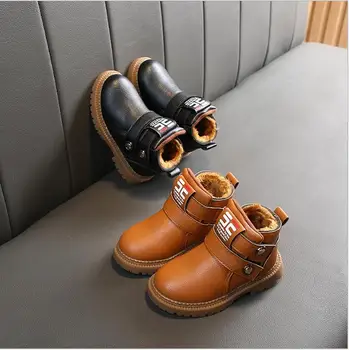 Žiemos nauja vaikų batai berniukų Martin batai medvilnės pliušas batai mažai trumpi batai mergaičių Sniego Batai