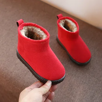 Žiemos naujų vaikų mergaičių sniego batai batai berniukams, šiltas pliušinis minkštas apačioje kūdikių mergaičių batai odiniai sniego boot vaikams medvilnės batai