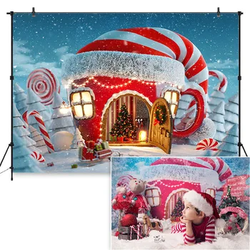 Žiemos Sniego Kraštovaizdžio Backdrops Kalėdų Santa Claus Apdailos Snaigės fotostudija, Portreto Fonas Mėlynas Fonas