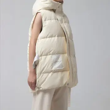 Žiemos wemon gali abiejų pusių dėvėti storesnis, šiltas ančių pūkų paltai moterų gobtuvu apykaklės, rankovių purus šiltas Žemyn paltai F2438
