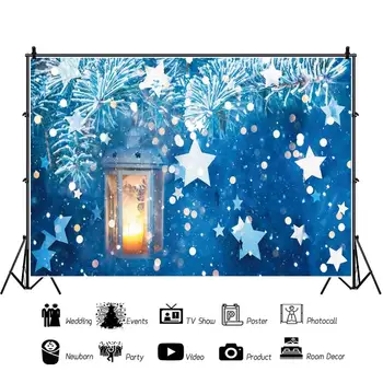 Žiemos Šviesos Pušis Mėlynos Žvaigždės Kalėdų Vakarėlį Polka Dot Individualų Foto Fono Nuotrauką Fonas Foto Studija