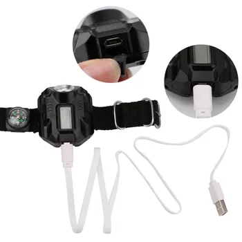 Žiūrėti Įkrovimo Nešiojamas Žibintuvėlis XPE R2 LED Riešo Žiūrėti Žibintuvėlį, Fakelą Šviesos USB Įkrovimo Riešo Taktinis Žibintuvėlis