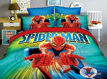 žmogus-voras patalynės komplektas twin dydžio lova apima lapus vaikams, miegamojo puošimas vieną patalyne, berniukai vaikų namų 2-4 vienetų, mėlyna