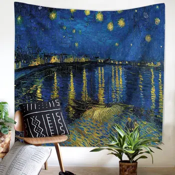 Žvaigždėtą Naktį Per Ronos Užsakymą Klasikinio Van Gogh Uniquen Gobelenai